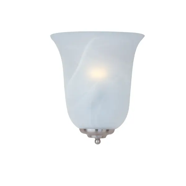 Maxim Lighting's commitment to both the residential lighting and the home building industries will assure you a product line focused on your lighting needs. With Maxim Lighting you will find quality product that is well designed, well priced and readily available. Collection: Essentials - 2058x Finish: Satin Nickel Glass: Marble Width: 10.00" Height: 11.00" Weight: 2.82 lb Extension from Wall: 5.00" Canopy: 7.09"x4.25" Number of Bulbs: 1 Maximum Wattage: 60.00 W Bulb Type: A19 Bulb Base: E26 Medium Light Source: Incandescent Light Output: 1150.00 lm Dimmable Rated Average Life: 2500 Voltage: 120.00 V Material: Glass, Steel Safety Listing: cULus Safety Rating: Dry Manufacturer Warranty: 1 Spec Sheet Instructions Parts Diagram