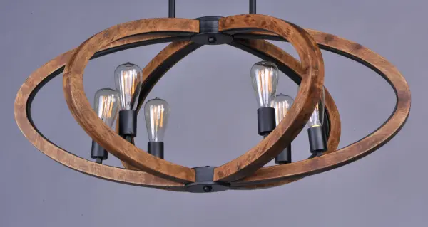 Rings of Ash Wood are distressed and then finished In Antique Pecan for that old world feel. Wi-Fi enabled function allows you to control the fan speed or light intensity from your favorite device. - alternate view