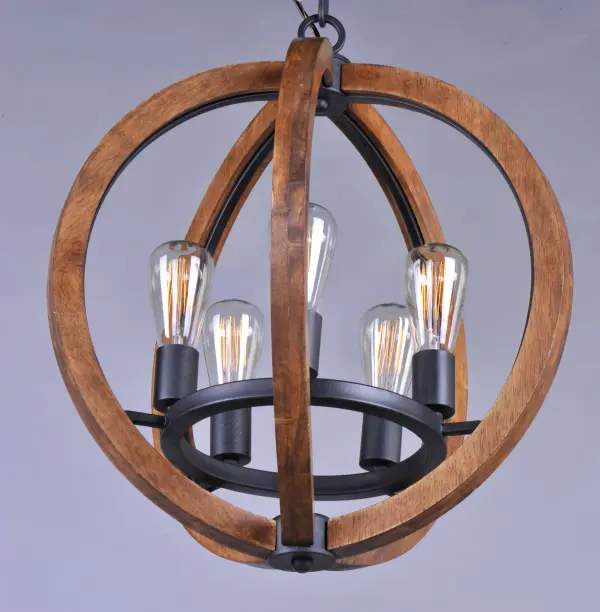 Rings of Ash Wood are distressed and then finished In Antique Pecan for that old world feel. Wi-Fi enabled function allows you to control the fan speed or light intensity from your favorite device. - alternate view