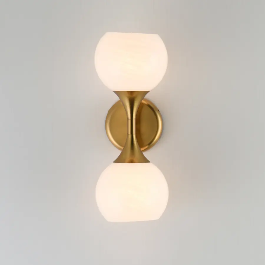 Neve Two Light Wall Sconce in Natural Aged Brass - Image 3
