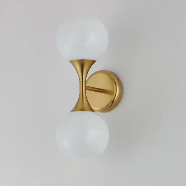 Neve Two Light Wall Sconce in Natural Aged Brass - Image 4