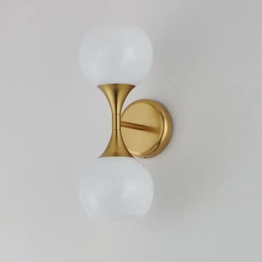 Neve Two Light Wall Sconce in Natural Aged Brass - Image 4