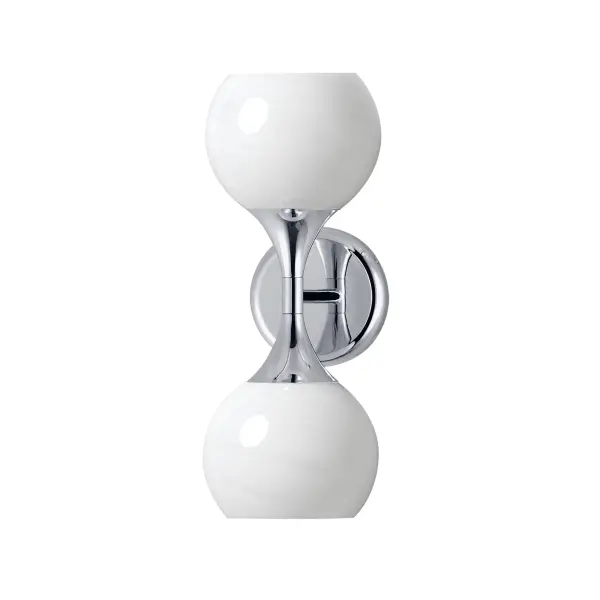 Featuring a swirling white Marble Glass globe that encases the light source, the shades are reminiscent of snowglobes. The collection provides a wonderfully wintery composition that is timelessly elegant effortlessly sophisticated. Choose from multiple sizes of the bath vanity lights as well as pendant configurations or two flush mount options. Available in Natural Aged Brass, Polished Chrome, or Matte Black. Collection: Neve Finish: Polished Chrome Glass: Marble Width: 6.00" Height: 15.50" Weight: 2.55 lb Extension from Wall: 7.50" Wire: 8" Canopy: 4.75"x4.75" Number of Bulbs: 2 Maximum Wattage: 60.00 W Bulb Base: E26 Medium Light Source: Incandescent Voltage: 120.00 V Material: Steel Safety Listing: cETLus Safety Rating: Damp Spec Sheet Instructions