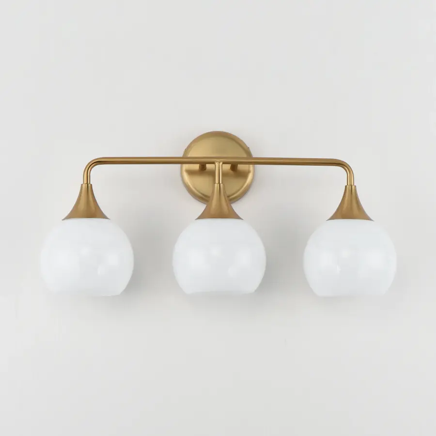 Neve Three Light Bath Vanity in Natural Aged Brass - Image 2
