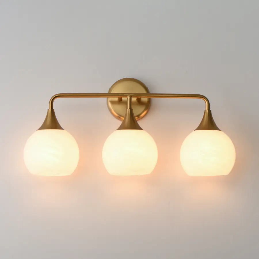 Neve Three Light Bath Vanity in Natural Aged Brass - Image 3
