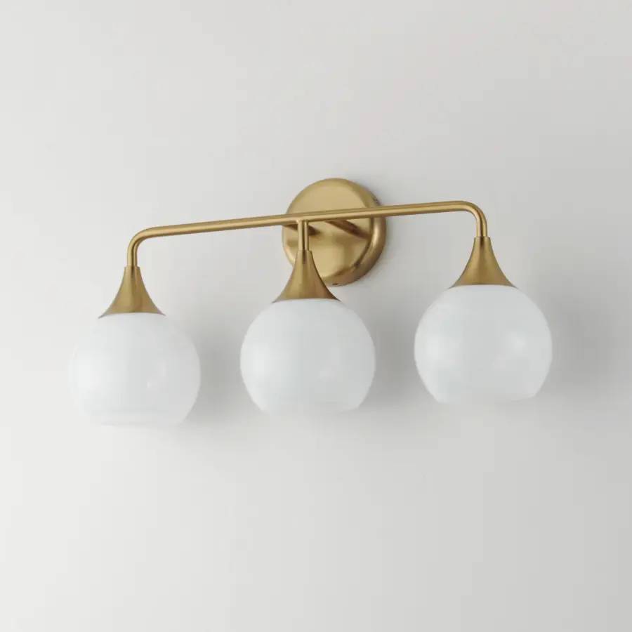 Neve Three Light Bath Vanity in Natural Aged Brass - Image 4