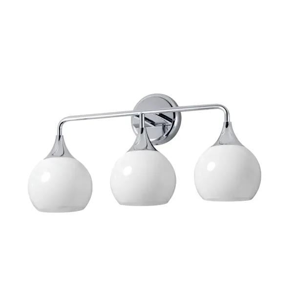 Featuring a swirling white Marble Glass globe that encases the light source, the shades are reminiscent of snowglobes. The collection provides a wonderfully wintery composition that is timelessly elegant effortlessly sophisticated. Choose from multiple sizes of the bath vanity lights as well as pendant configurations or two flush mount options. Available in Natural Aged Brass, Polished Chrome, or Matte Black. Collection: Neve Finish: Polished Chrome Glass: Marble Width: 22.50" Height: 10.75" Weight: 3.96 lb Extension from Wall: 6.50" Wire: 8" Canopy: 4.75"x4.75" Number of Bulbs: 3 Maximum Wattage: 60.00 W Bulb Base: E26 Medium Light Source: Incandescent Voltage: 120.00 V Material: Steel Safety Listing: cETLus Safety Rating: Damp Spec Sheet Instructions