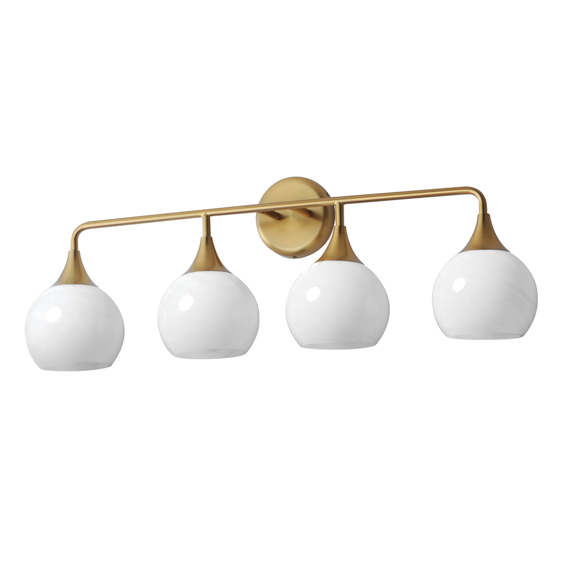Neve Four Light Bath Vanity in Natural Aged Brass