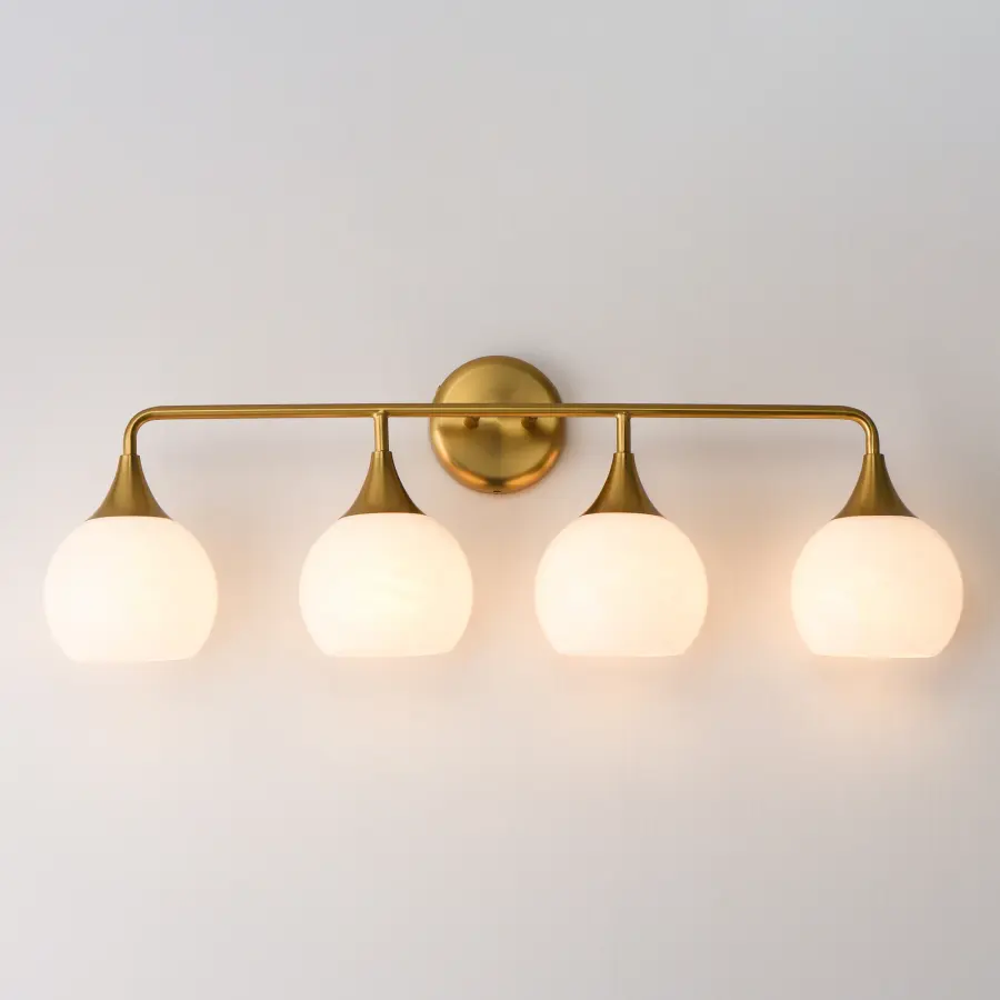 Neve Four Light Bath Vanity in Natural Aged Brass - Image 3