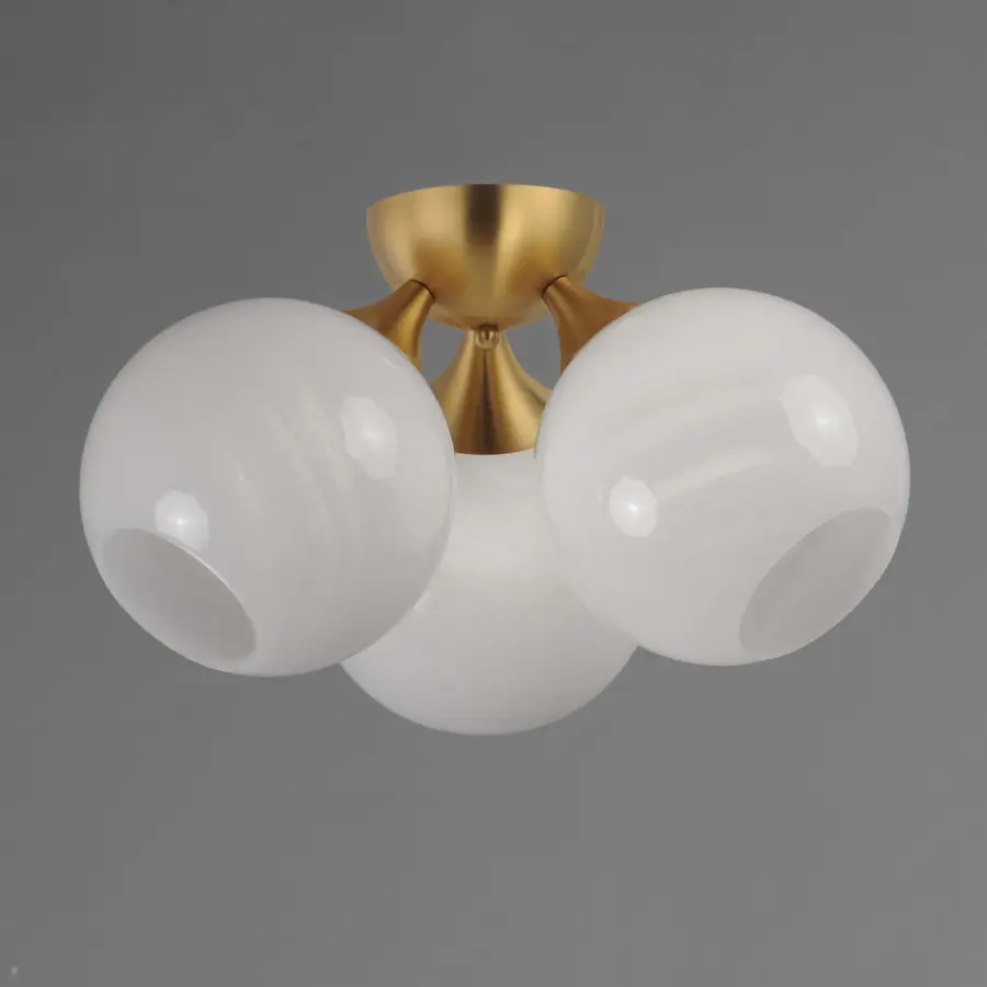 Neve Three Light Semi Flush Mount in Natural Aged Brass - Image 3
