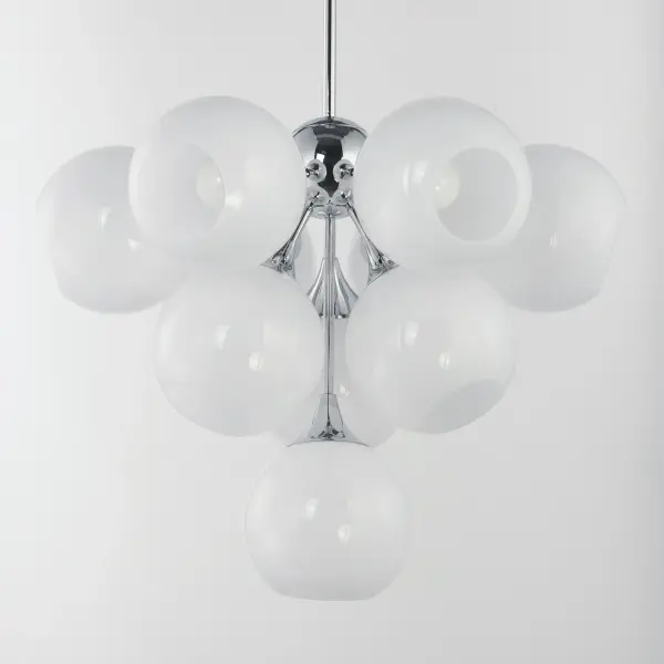 Featuring a swirling white Marble Glass globe that encases the light source, the shades are reminiscent of snowglobes. The collection provides a wonderfully wintery composition that is timelessly elegant effortlessly sophisticated. Choose from multiple sizes of the bath vanity lights as well as pendant configurations or two flush mount options. Available in Natural Aged Brass, Polished Chrome, or Matte Black. Collection: Neve Finish: Polished Chrome Glass: Marble Width: 27.50" Height: 21.25" Length: 27.50" Weight: 22.66 lb Wire: 120" Canopy: 5"x5"x0.75" Number of Bulbs: 10 Maximum Wattage: 60.00 W Bulb Type: E26 Bulb Base: E26 Medium Light Source: Incandescent Voltage: 120.00 V Material: Steel, glass Safety Listing: cETLus Safety Rating: Dry Manufacturer Warranty: 2 Spec Sheet Instructions - alternate view