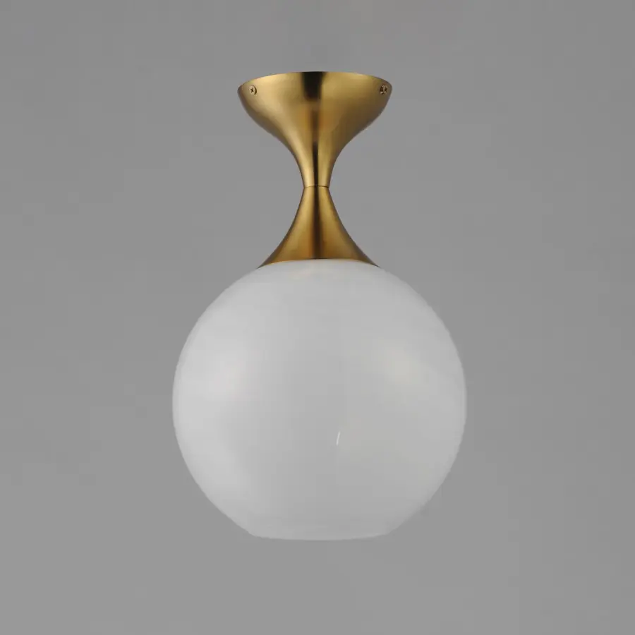 Neve One Light Flush Mount in Natural Aged Brass - Image 2
