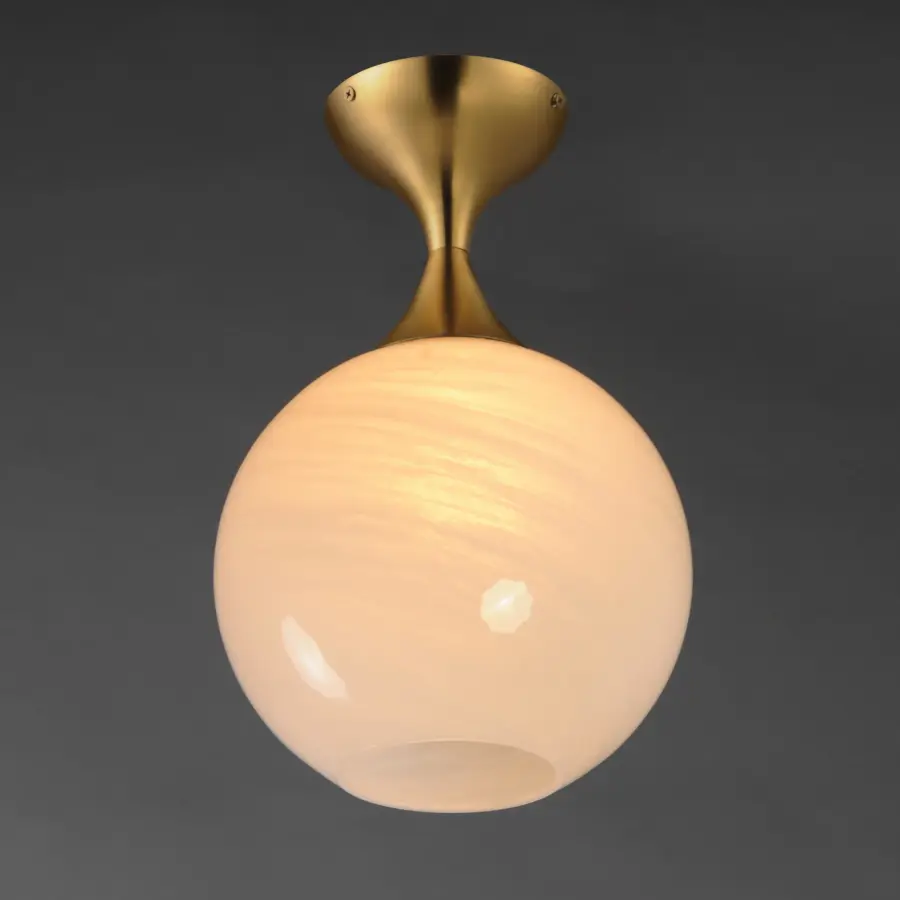 Neve One Light Flush Mount in Natural Aged Brass - Image 3