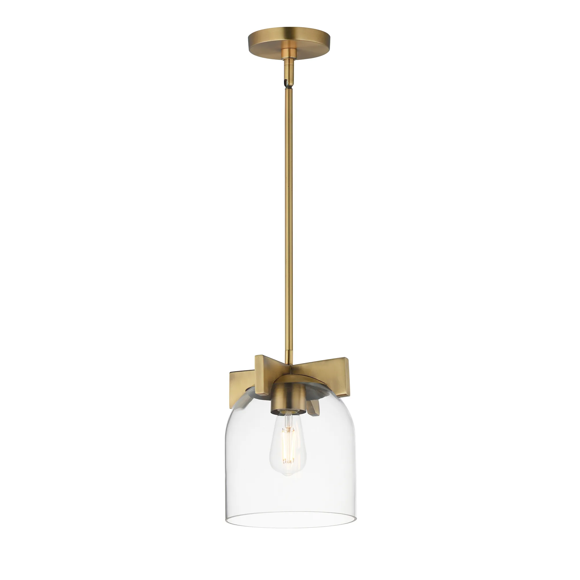 Scoop One Light Pendant in Natural Aged Brass