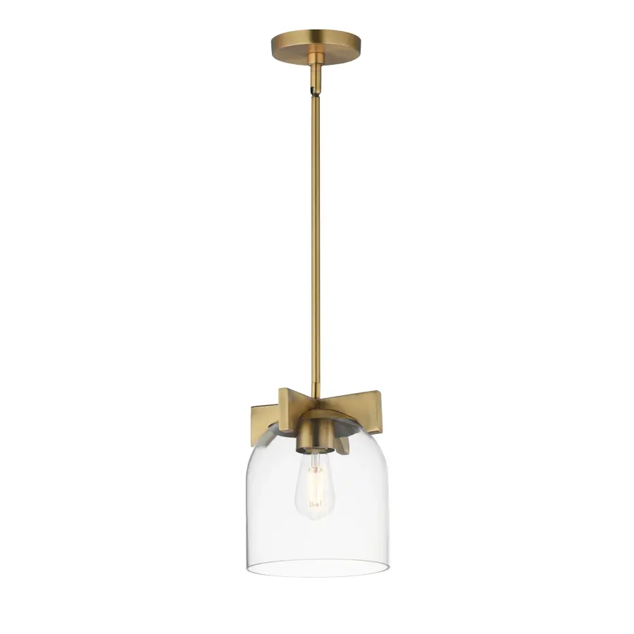 Scoop One Light Pendant in Natural Aged Brass - Image 1