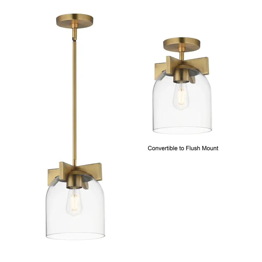 Scoop One Light Pendant in Natural Aged Brass - Image 2