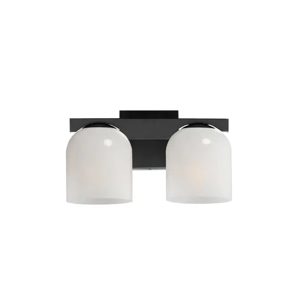 Cut-out metalwork curves around modern bell-shaped glass shades. The series includes pendants and bath vanities available in either Clear or a swirling Marble glass. Available in various complementary finishes: Polished Chrome, Matte Black, or Natural Aged Brass these fixtures make a delightful addition to bathroom spaces, bedrooms, or over a kitchen island. Collection: Scoop Finish: Black Glass: Marble Width: 13.50" Height: 8.00" Weight: 4.84 lb Extension from Wall: 7.00" Wire: 6" Canopy: 5"x5" Number of Bulbs: 2 Maximum Wattage: 6.00 W Bulb Type: E26 Bulb Base: E26 Medium Light Source: LED Color Temperature: 2700 K Dimmable Voltage: 120.00 V Material: Steel, Glass Safety Listing: cULus Safety Rating: Damp LED Manufacturer Warranty: 3 Spec Sheet Instructions