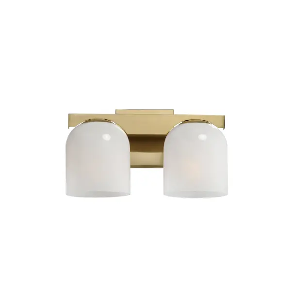 Cut-out metalwork curves around modern bell-shaped glass shades. The series includes pendants and bath vanities available in either Clear or a swirling Marble glass. Available in various complementary finishes: Polished Chrome, Matte Black, or Natural Aged Brass these fixtures make a delightful addition to bathroom spaces, bedrooms, or over a kitchen island. Collection: Scoop Finish: Natural Aged Brass Glass: Marble Width: 13.50" Height: 8.00" Weight: 4.84 lb Extension from Wall: 7.00" Wire: 6" Canopy: 5"x5" Number of Bulbs: 2 Maximum Wattage: 6.00 W Bulb Type: E26 Bulb Base: E26 Medium Light Source: LED Color Temperature: 2700 K Dimmable Voltage: 120.00 V Material: Steel, Glass Safety Listing: cULus Safety Rating: Damp LED Spec Sheet Instructions