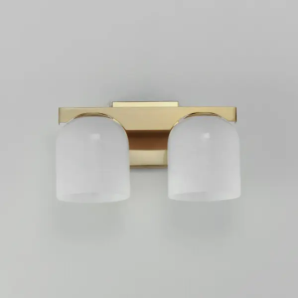Cut-out metalwork curves around modern bell-shaped glass shades. The series includes pendants and bath vanities available in either Clear or a swirling Marble glass. Available in various complementary finishes: Polished Chrome, Matte Black, or Natural Aged Brass these fixtures make a delightful addition to bathroom spaces, bedrooms, or over a kitchen island. Collection: Scoop Finish: Natural Aged Brass Glass: Marble Width: 13.50" Height: 8.00" Weight: 4.84 lb Extension from Wall: 7.00" Wire: 6" Canopy: 5"x5" Number of Bulbs: 2 Maximum Wattage: 6.00 W Bulb Type: E26 Bulb Base: E26 Medium Light Source: LED Color Temperature: 2700 K Dimmable Voltage: 120.00 V Material: Steel, Glass Safety Listing: cULus Safety Rating: Damp LED Spec Sheet Instructions - alternate view