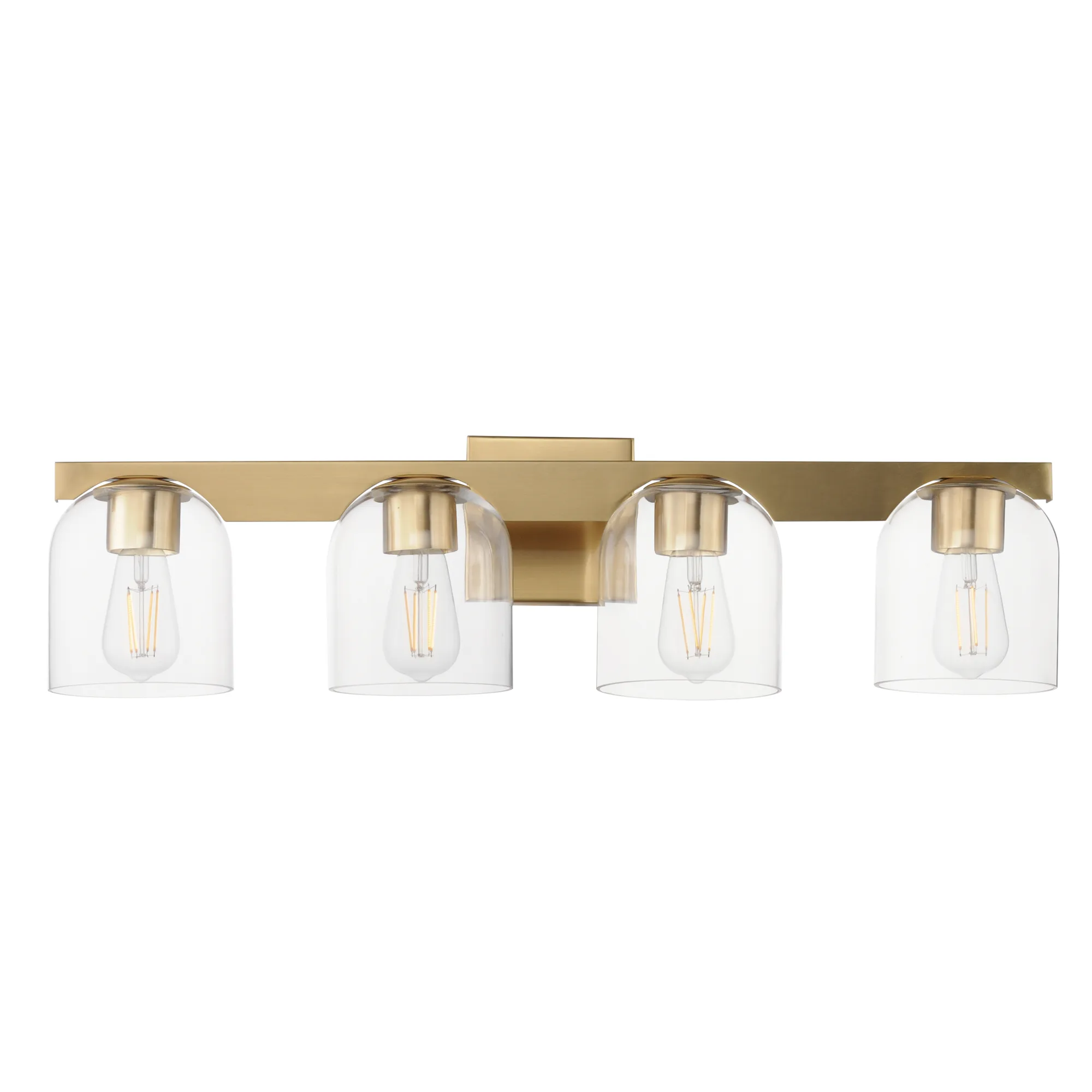 Scoop Four Light Bath Vanity in Natural Aged Brass