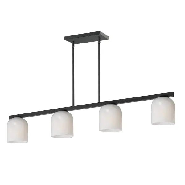 Cut-out metalwork curves around modern bell-shaped glass shades. The series includes pendants and bath vanities available in either Clear or a swirling Marble glass. Available in various complementary finishes: Polished Chrome, Matte Black, or Natural Aged Brass these fixtures make a delightful addition to bathroom spaces, bedrooms, or over a kitchen island. Collection: Scoop Finish: Black Glass: Marble Width: 5.25" Height: 6.75" Length: 46.00" Weight: 9.70 lb Wire: 120" Canopy: 10.25"x4.75"x0.75" Number of Bulbs: 4 Maximum Wattage: 60.00 W Bulb Type: A19 Bulb Base: E26 Medium Light Source: Incandescent Dimmable Voltage: 120.00 V Material: Steel, Glass Safety Listing: cULus Safety Rating: Dry Manufacturer Warranty: 3 Spec Sheet Instructions