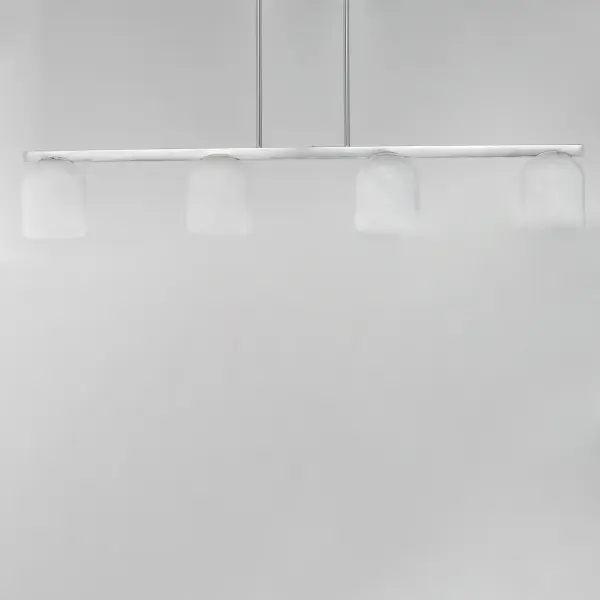 Cut-out metalwork curves around modern bell-shaped glass shades. The series includes pendants and bath vanities available in either Clear or a swirling Marble glass. Available in various complementary finishes: Polished Chrome, Matte Black, or Natural Aged Brass these fixtures make a delightful addition to bathroom spaces, bedrooms, or over a kitchen island. Collection: Scoop Finish: Polished Chrome Glass: Marble Width: 5.25" Height: 6.75" Length: 46.00" Weight: 9.70 lb Wire: 120" Canopy: 10.25"x4.75"x0.75" Number of Bulbs: 4 Maximum Wattage: 60.00 W Bulb Type: A19 Bulb Base: E26 Medium Light Source: Incandescent Dimmable Voltage: 120.00 V Material: Steel, Glass Safety Listing: cULus Safety Rating: Dry Manufacturer Warranty: 3 Spec Sheet Instructions - alternate view