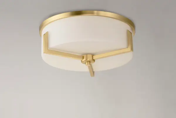 Inspired by the Modernist architect Edward Dart, this collection features straight line frames finished in Satin Brass, Satin Nickel, or Matte Black that support Satin White glass cylinders for a clean and modern look. The frames' ends turn up before the glass in sharp mitered angles emphasizing a minimalist geometry popular in Modernist work. Collection: Dart Finish: Satin Brass Glass: Satin White Width: 14.00" Height: 5.50" Length: 14.00" Weight: 6.28 lb Wire: 8" Canopy: 13.25"x13.25"x0.75" Number of Bulbs: 3 Maximum Wattage: 60.00 W Bulb Type: A19 Bulb Base: E26 Medium Light Source: Incandescent Voltage: 120.00 V Material: Steel, Glass Safety Listing: cETLus Safety Rating: Damp Manufacturer Warranty: 1 Spec Sheet Instructions Parts Diagram - alternate view