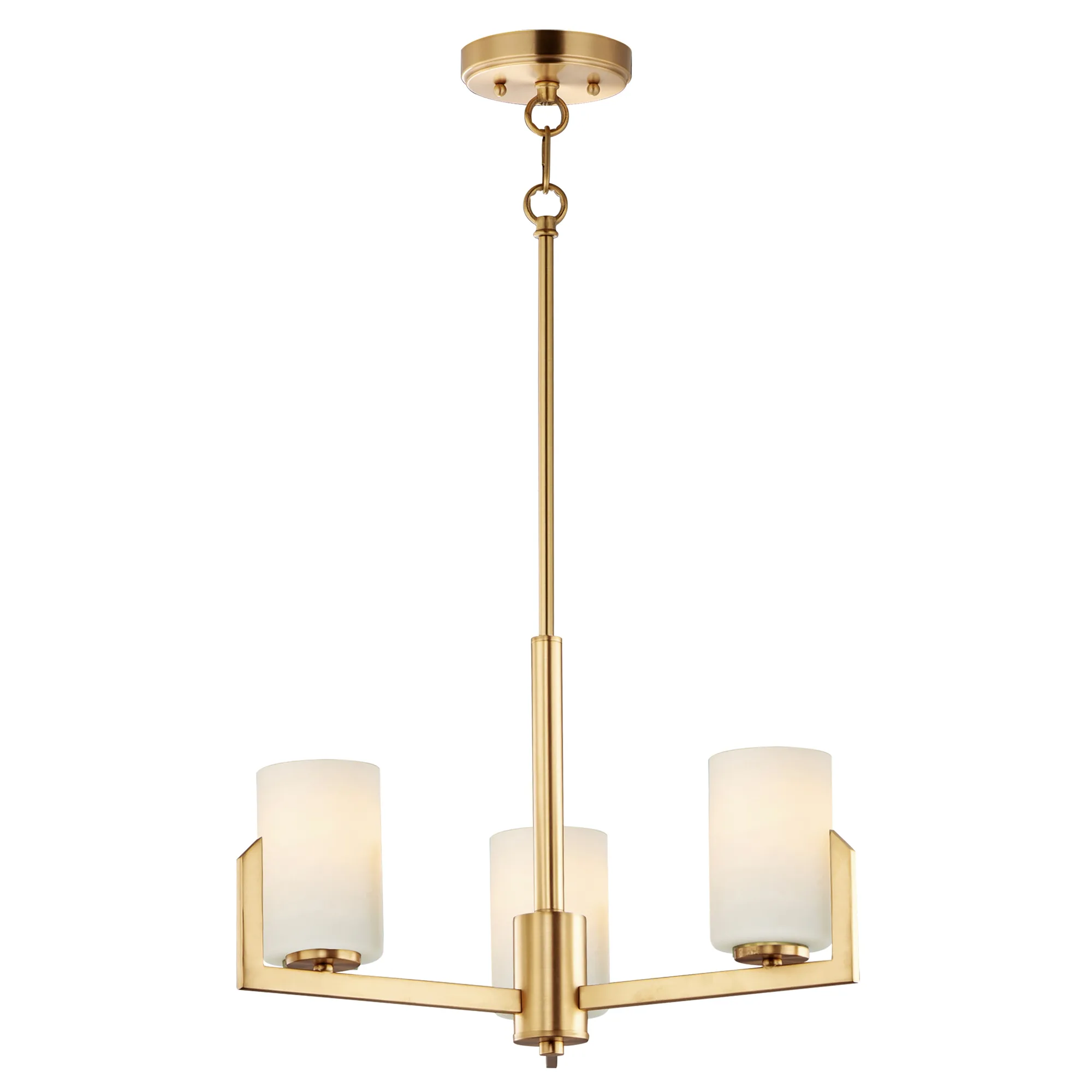 Dart Three Light Chandelier in Satin Brass