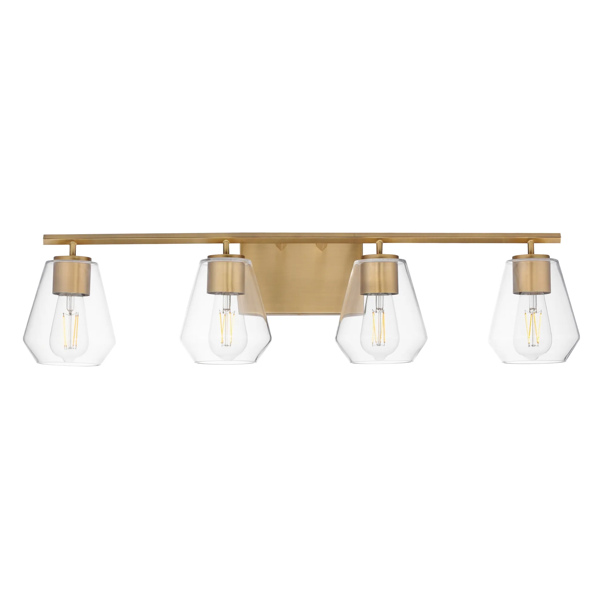 Geode Four Light Bath Vanity in Natural Aged Brass