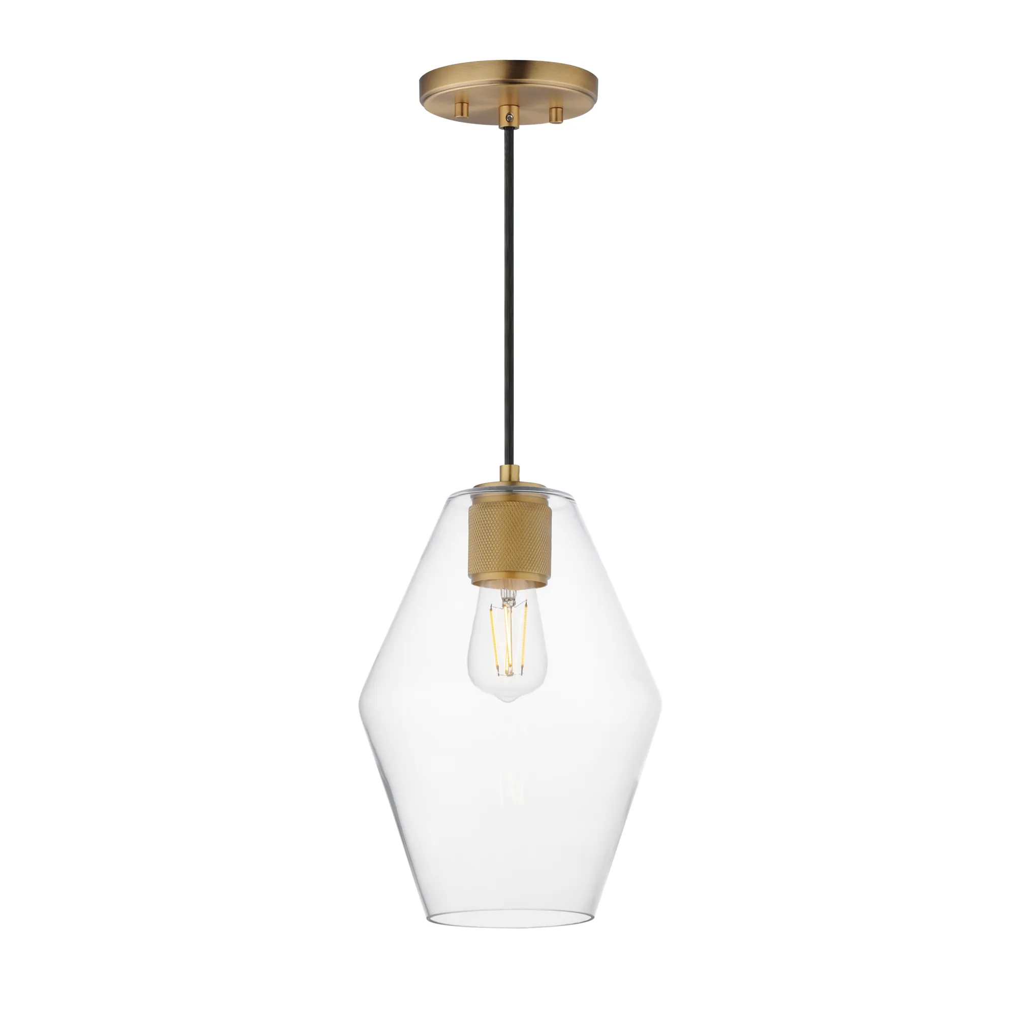 Geode One Light Mini Pendant in Natural Aged Brass