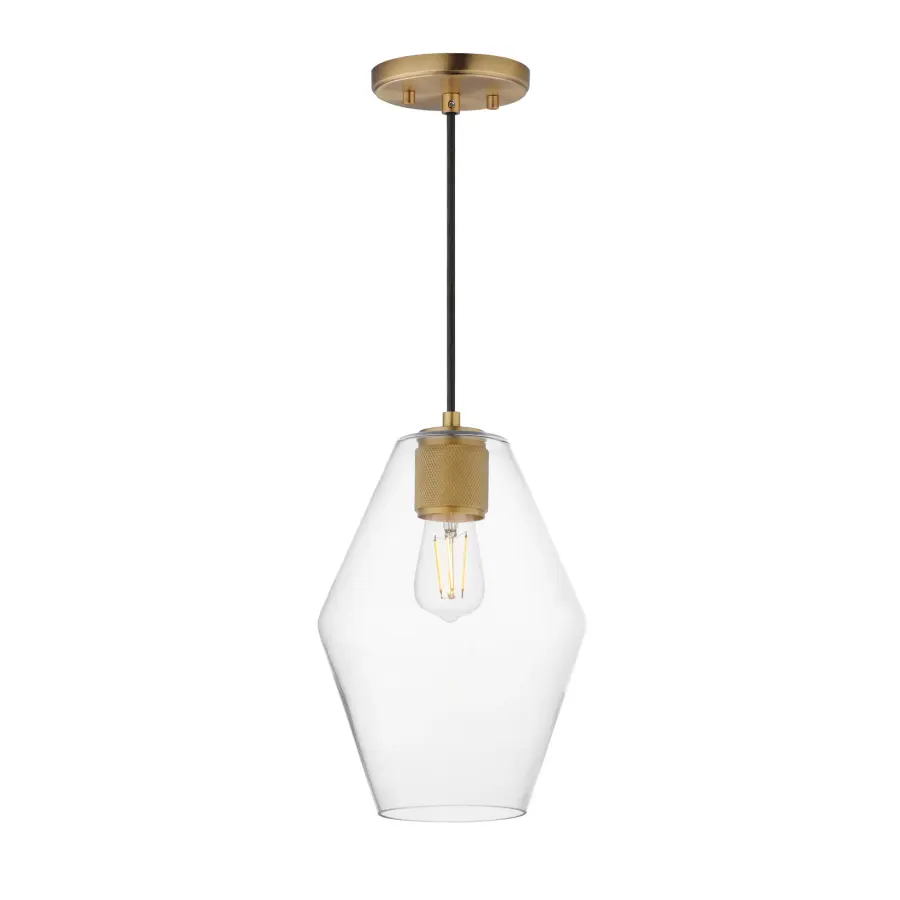 Geode One Light Mini Pendant in Natural Aged Brass - Image 1