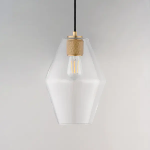 Geode One Light Mini Pendant in Natural Aged Brass - Image 4