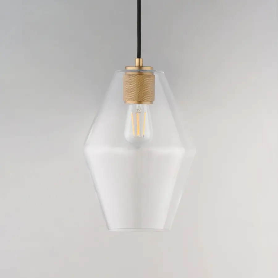Geode One Light Mini Pendant in Natural Aged Brass - Image 4