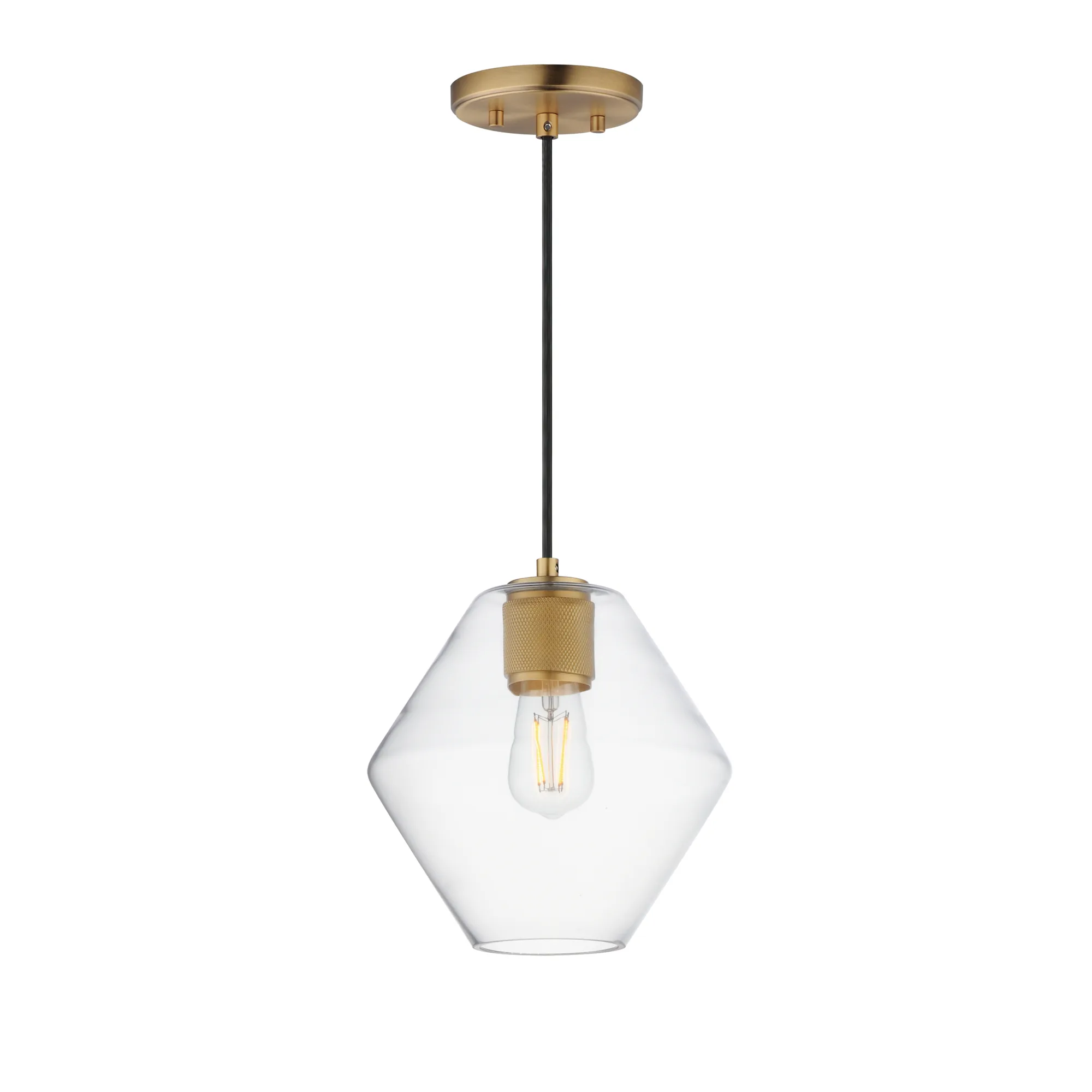 Geode One Light Pendant in Natural Aged Brass