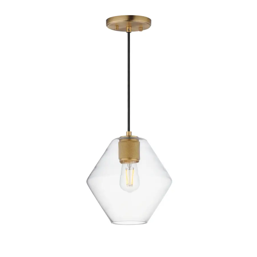 Geode One Light Pendant in Natural Aged Brass - Image 1