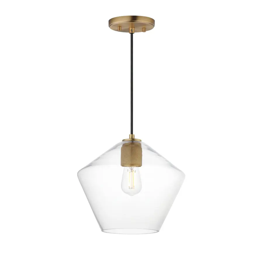Geode One Light Pendant in Natural Aged Brass - Image 1
