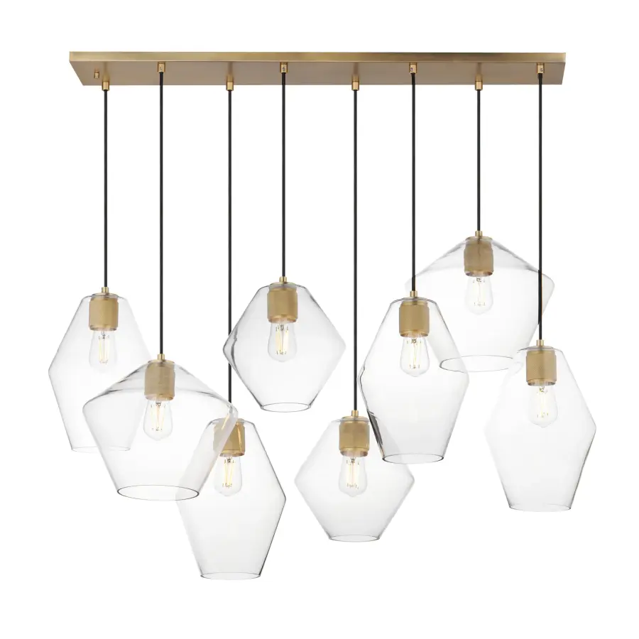 Geode Eight Light Linear Pendant in Natural Aged Brass - Image 1