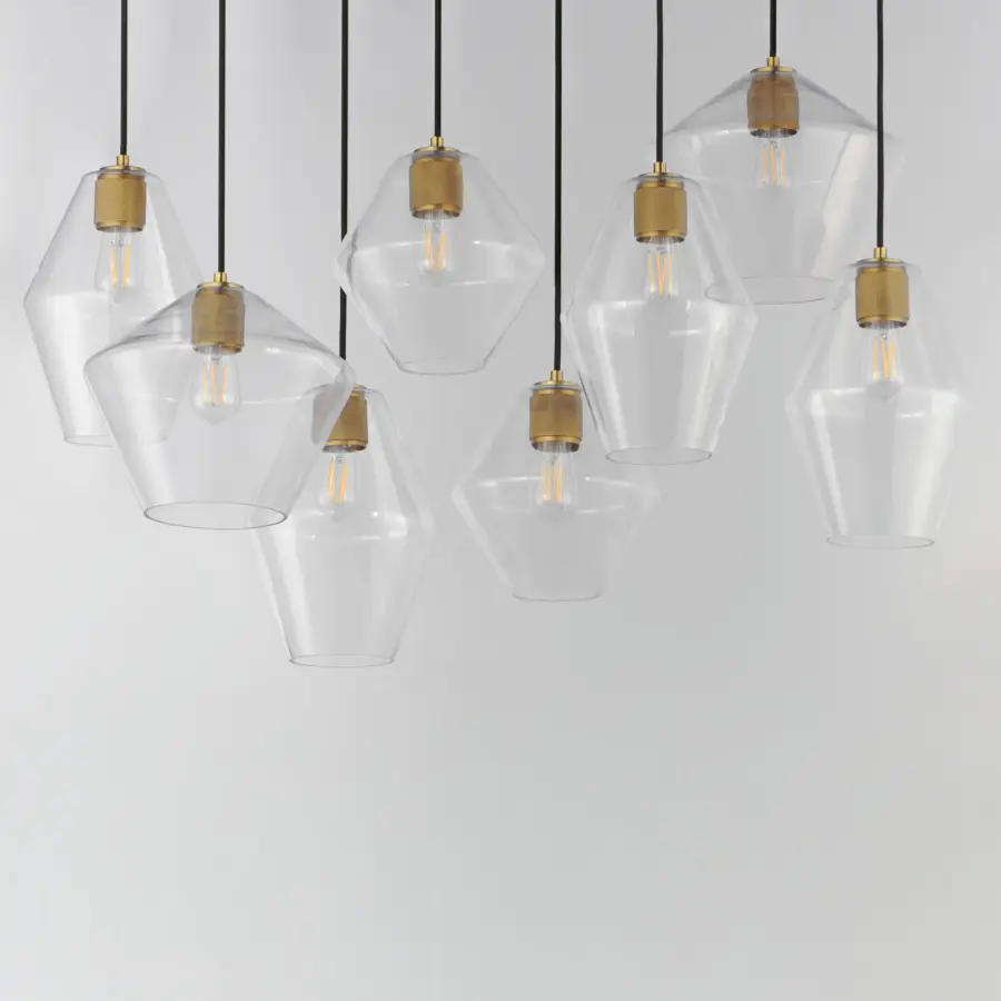 Geode Eight Light Linear Pendant in Natural Aged Brass - Image 2