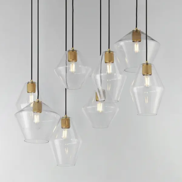 Geode Eight Light Linear Pendant in Natural Aged Brass - Image 3
