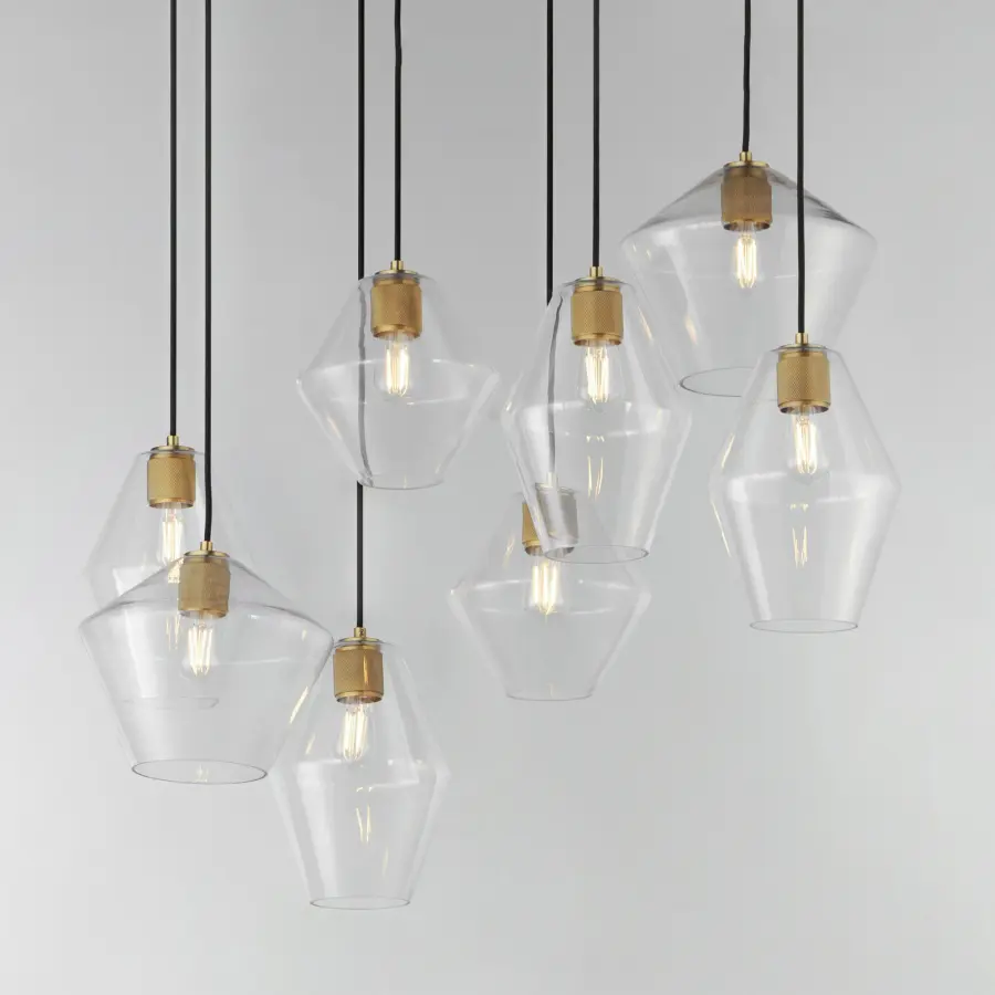 Geode Eight Light Linear Pendant in Natural Aged Brass - Image 3