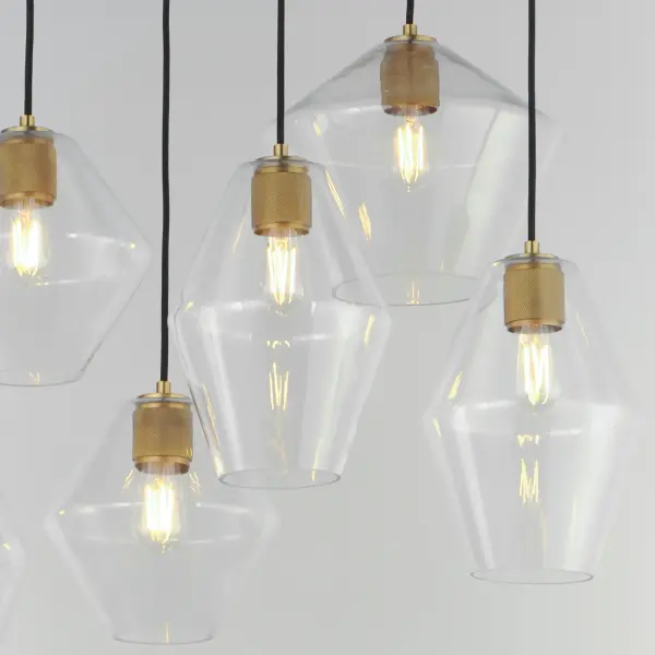 Geode Eight Light Linear Pendant in Natural Aged Brass - Image 4