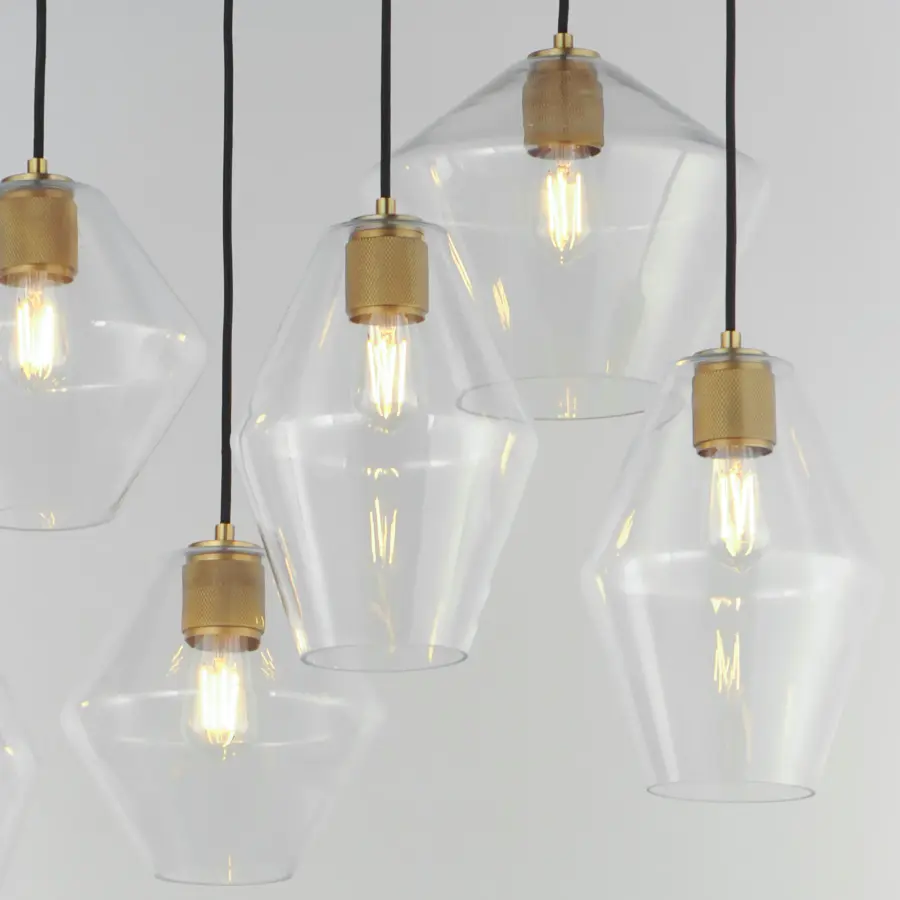 Geode Eight Light Linear Pendant in Natural Aged Brass - Image 4