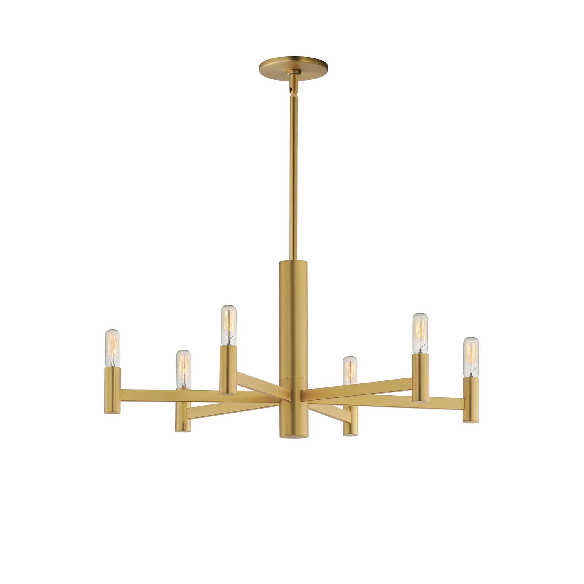 Emana Six Light Chandelier in Natural Aged Brass