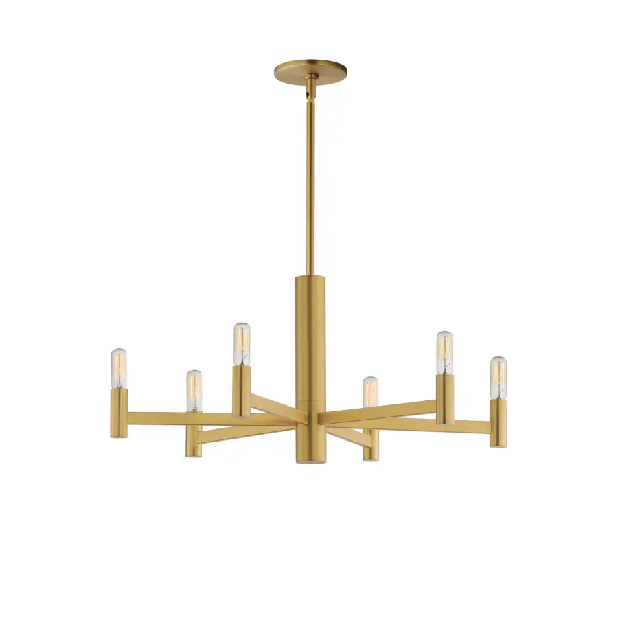Emana 6-Light Chandelier in Natural Aged Brass - Image 1