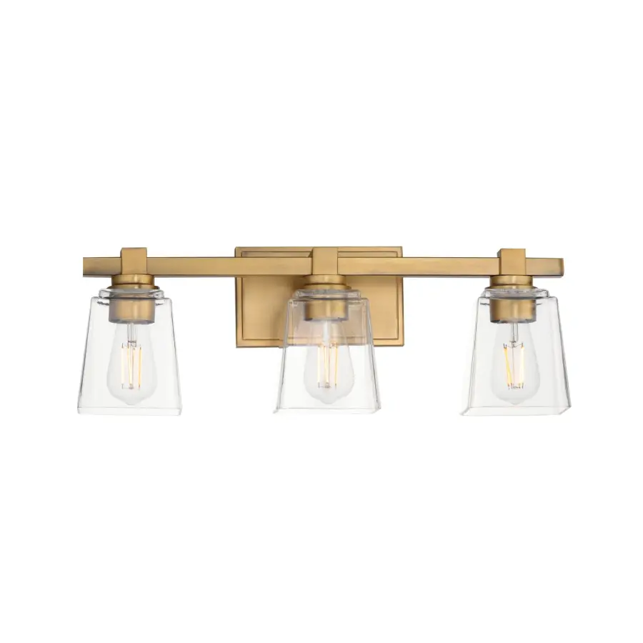 Cubos Three Light Bath Vanity in Natural Aged Brass - Image 1
