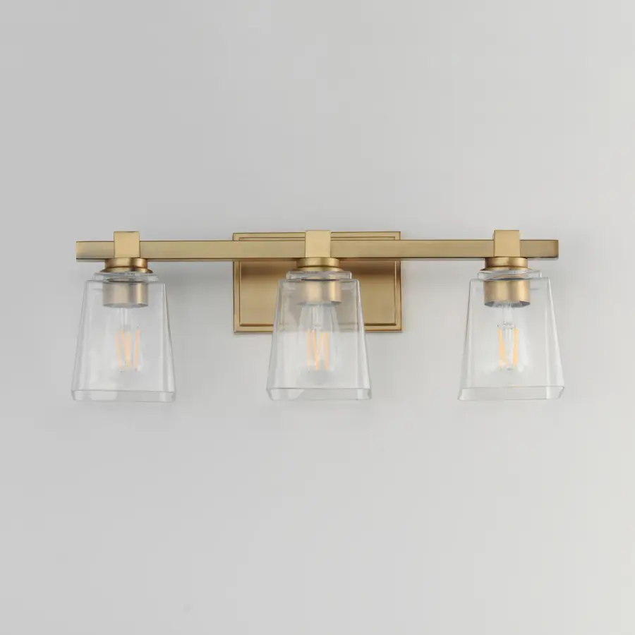 Cubos Three Light Bath Vanity in Natural Aged Brass - Image 2