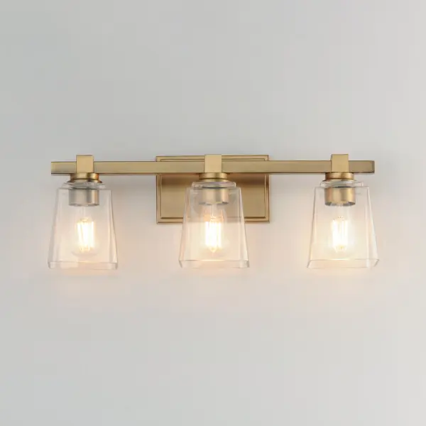 Cubos Three Light Bath Vanity in Natural Aged Brass - Image 3