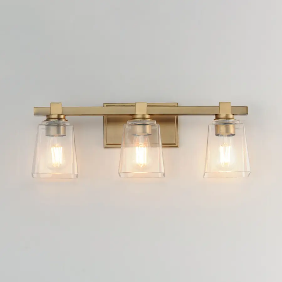Cubos Three Light Bath Vanity in Natural Aged Brass - Image 3