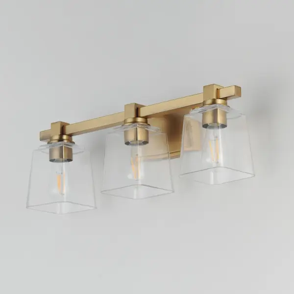 Cubos Three Light Bath Vanity in Natural Aged Brass - Image 4