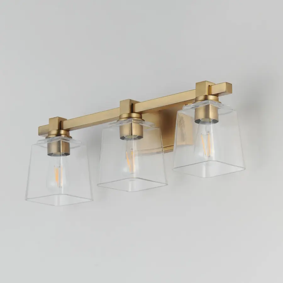 Cubos Three Light Bath Vanity in Natural Aged Brass - Image 4